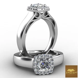 Anillo de compromiso de diamantes con cojín conjunto de puntas de vástago de filigrana con halo GIA G VS2 0,70 ctw - Imagen 1 de 4