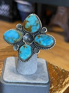 Sterling And Turquoise, Marcus Chavez, Adjustable Size,signed,Free Shipping - Picture 1 of 5