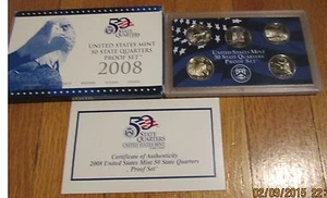 2008 State Proof Quarters U.S. Mint Key date Box COA Hawaii Alaska Arizona - Picture 1 of 2