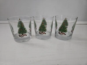 Bicchieri Albero di Natale Lowball Whisky Rocks Retro Vetro Set di 3 Vintage - Foto 1 di 8