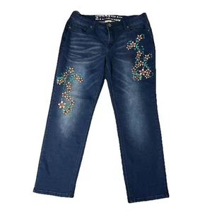 Hydraulic Jeans Womens 14 Embroidered Floral Great Whiskers - Picture 1 of 7