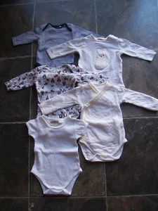 Baby Boy's Cotton Knit Long Sleeve Bodysuit x 5 Incl Marquise Size 000 GC - Picture 1 of 1