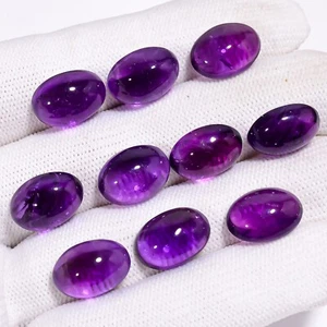 Natural Purple Amethyst Cabochons 10 Pcs Lot Loose Gemstone 62.50 Ct 14X10X6 mm - Picture 1 of 3