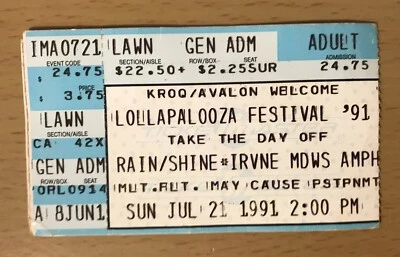 1991 LOLLAPALOOZA IRVINE CA 7/21 CONCERT TICKET STUB SIOUXSIE & THE BANSHEES 977 - Image 1 of 3