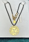 1990s Anne Klein II Gold Plated Leo Pendant Black Cord Necklace 16” NWT