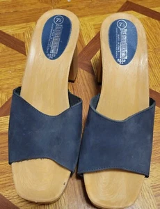 The Leather Collection Vintage Slip On Clog Sandals Open Toe Platform Size 7.5 - Picture 1 of 6