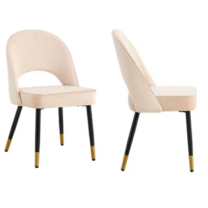 1pcs/2X Dining Chairs Velvet Set Padded Seat Metal Leg Kitchen Chair Home Office - Picture 1 of 35