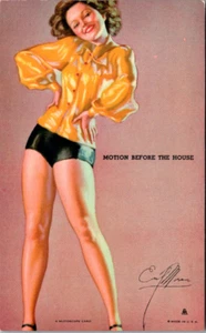 MUTOSCOPE PINUP - "MOTION BEFORE HOUSE" - MORAN - HG - VINTAGE ARCADE CARD - Picture 1 of 2