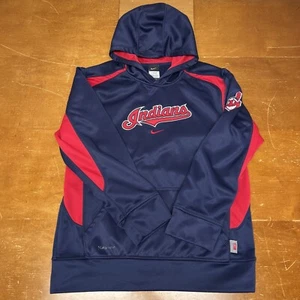 Cleveland Indians Hoodie Boys Large Blue Long Sleeve Pullover Dri Fit Youth Nike - Picture 1 of 12
