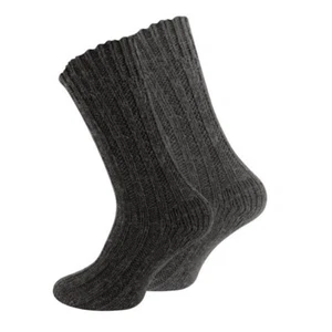 Calze a maglia grossa norvegesi in alpaca struttura a costine larghe tonalità grigio 39/42 in confezione da 2 - Foto 1 di 2