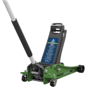 Sealey 3000LEHV Low Profile Trolley Jack with Rocket Lift 3 Tonne - Green - Picture 1 of 1