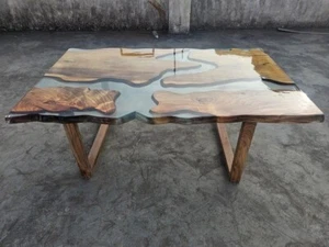 Handmade Clear Resin Epoxy Dining Table Top for Home, Coffee Table, Center Table - Picture 1 of 9