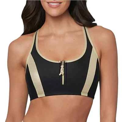 Sujetador sin mangas Sports Illustrated para mujer talla pequeña negro dorado Foto 1 de 4