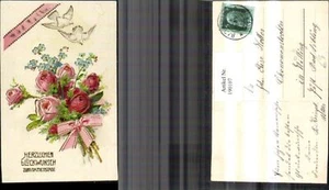 190107,Namenstag Rosen Tauben Goldverzierung  - Picture 1 of 1