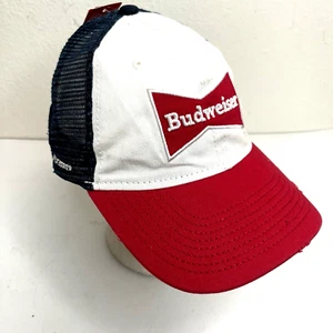 Budweiser Trucker H3 Headwear Hat Mens Red Blue White OS Cap Mesh Snap Back - Picture 1 of 11