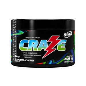 6PAK CRAZE 240g Dose BANANA-CHERRY Pre-Workout Booster(58,29€/Kg) MHD SALE 07/25 - Bild 1 von 3