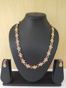CZ Diamond Necklace / Indian Jewelry/ indian cz necklace/ Pakistani jewelry - Picture 1 of 1