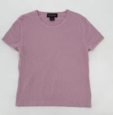 Brook Brothers Shirt Womens Large Pink Silk Blouse Short Sleeve Open Knit - Image 1 of 4