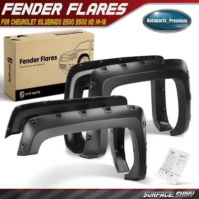 4x Front & Rear Fender Flares for Chevrolet Silverado 2500 HD 3500 HD 2014-2018 - Image 1 of 4