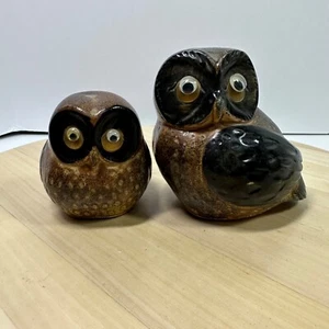 ANDREA BY SADEK Vintage MCM Ceramic Brown OWLS Figurine Pair JAPAN - Picture 1 of 9