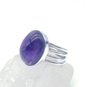 Anello da donna in argento sterling 925 con pietra ametista fatto a mano KGJR#003 - Foto 1 di 7