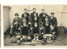 Vintage Postcard Baseball Team Real Photo Wearing Stripes unposted