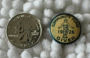 1926 Community Fund Giver Vintage Pin Pinback Button #30755 - Picture 1 of 2