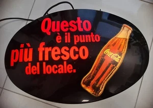 Insegna Coca Cola Nera Rossa Ovale Bifacciale NEON Vintage - Foto 1 di 7