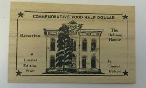 Vintage Gedenkmedaille Holz Half Dollar Riverview Hobson Conrad Dalton - Bild 1 von 3