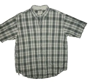 St John's Bay Camp Shirt Short Sleeve Button Men L Large 100% Cotton Green Beige - Picture 1 of 10