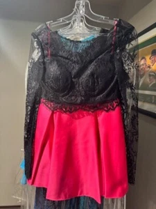 Vestido de cóctel negro rosa intenso 2 piezas nuevo con etiquetas talla L (10-12) - Imagen 1 de 3