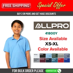 AllPro 41800Y Pro-Lock Youth Performance Polo - Picture 1 of 13