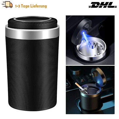 Autoaschenbecher Aschenbecher mit Deckel LED Beleuchtung Getränkehalter Auto KFZ