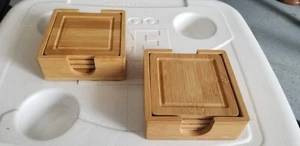 Vintage Stackable 2 Sets 8 Total Wooden Coaster Sets With Holder VGUC-FREE SHIP! - Picture 1 of 6