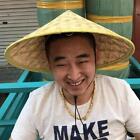 1pcs Chinese Oriental Coolie Straw-Bamboo Sun Hat Farmer Rice Hat Fishing UK New