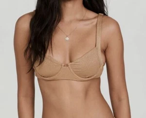 $135 Vitamin A Women's Gold Demi Solid Underwire Bikini Top Swimwear Size 4/XS - Picture 1 of 5