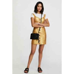 Free People Size 6 100% Leather Goldie Leather Mini Dress NEW! - Picture 1 of 9
