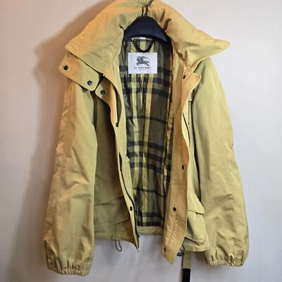 AUTÉNTICO Abrigo Chaqueta Burberry Técnico Nylon Con Capucha Cinturón Cuadros Cuadros Pequeño 4 Foto 1 de 4