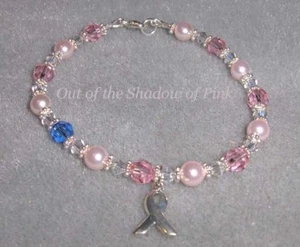 Breast Cancer Awareness Bracelet made with Swarovski Crystals/Pearls .925 SS - Picture 1 of 2