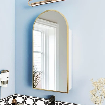 Botiquín de baño dorado arqueado con espejo, apertura izquierda o derecha, murciélago... Foto 1 de 4