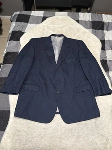 Jos A Bank Mens Navy Wool Linen Sport Blazer Jacket Size 50R 2 Button - Picture 1 of 9