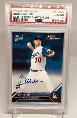 2023 Topps Now Bobby Miller Stars Of The Postseason Auto /49 RC PSA 10 Dodgers - Image 1 of 2