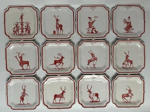 Set of 12 Juliska Country Estate Winter Frolic Reindeer Games Party Plates - Picture 1 of 7