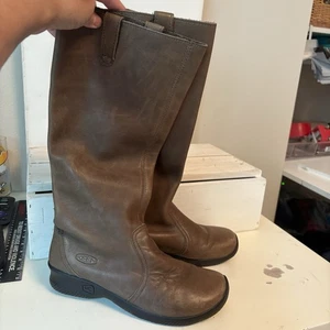 Women’s KEEN KJ Blvd 53025 Brown Leather Tall Knee High Riding Boots Size 8.5 - Picture 1 of 12