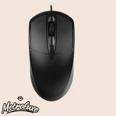 Ambidextrous USB Optical Mouse 1200DPI Wired for PC & Laptop – Black Compact - Image 1 of 4