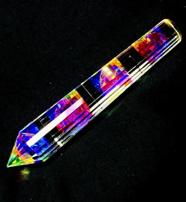143 Ct Mystic Topaz Pencil Pendant: Rainbow Faceted Crystal for Jewelry Making - Image 1 of 4