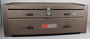 Vintage Sears | Craftsman 65321 Brown Industrial 2 Drawer Intermediate Tool Box - Picture 1 of 13