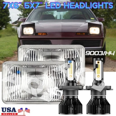 For Pontiac Firebird 1982-1990 Pair 7x6 5x7 Headlights Hi/Lo DRL Foto 1 de 4