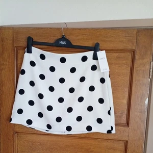 M&S Womens ivory mix Polka dot lined Mini A Line Women Skirt Size 12 bnwt - Picture 1 of 7
