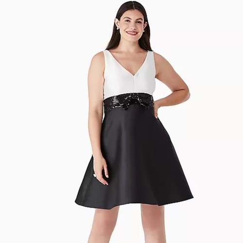 Abito Kate Spade con paillettes e fiocco aderente e svasato taglia 2